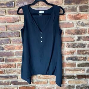 14th & Union Black Quarter Button Sleeveless Tank Top Women's Size Small